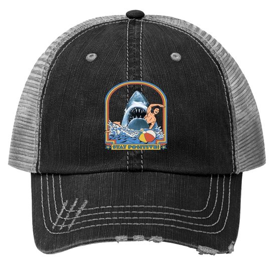This Is Me Funny Stay Positive Shark Attack Retro Comedy Trucker Hat
