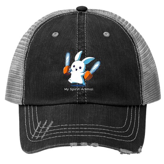 My Spirit Animal Joyful Bunny With Two Chainsaws Trucker Hat