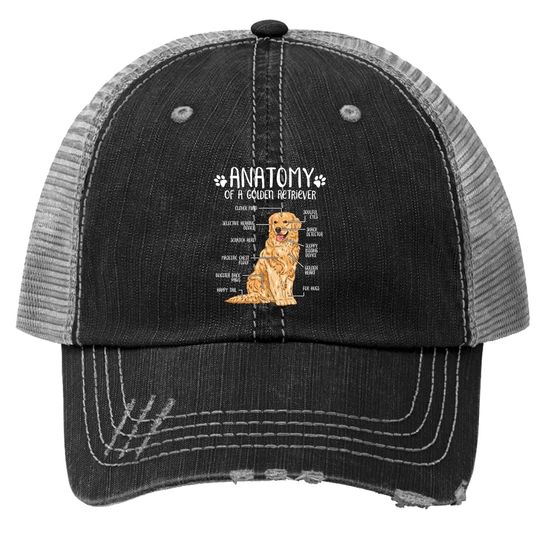Anatomy Golden Retriever Dog Trucker Hat