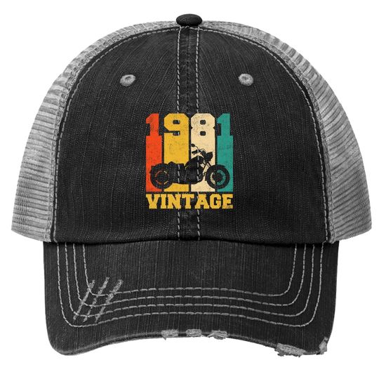 40 Years Old Gifts Vintage 1981 Motorcycle Trucker Hat