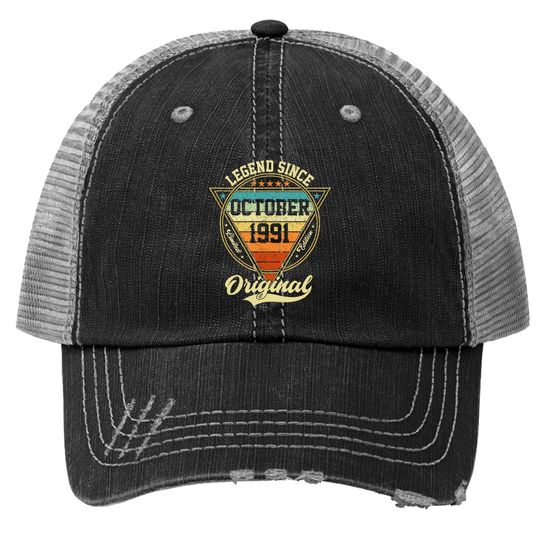 Legend Since October 1991 30th Birthday Vintage Trucker Hat