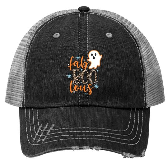 Halloween Fab Boo Lous Leopard Ghost Trucker Hat