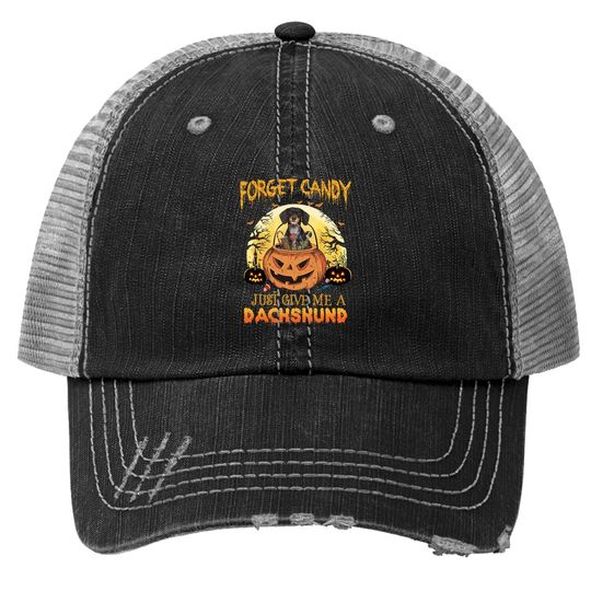 Candy Pumpkin Dachshund Dog Trucker Hat