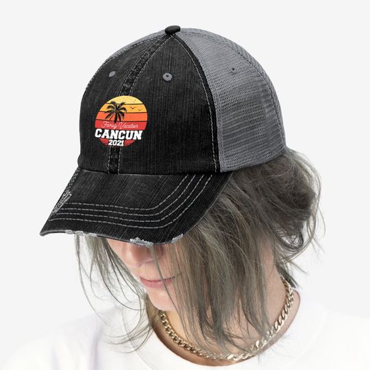 Cancun Family Vacation 2021 Trip Retro Group Matching Trucker Hat