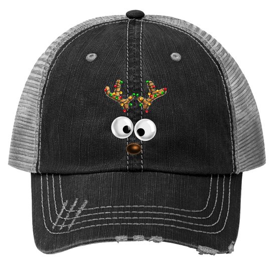 Matching Family Christmas Reindeer Face Christmas Gift Trucker Hat