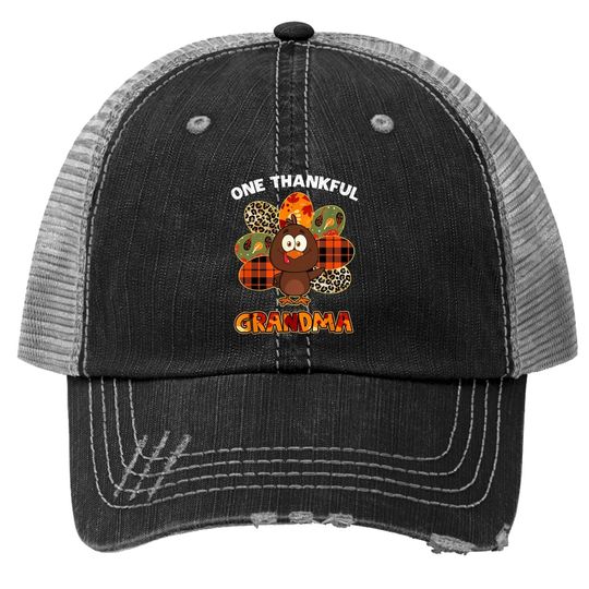 One Thankful Grandma Turkey Blessed Grandma Thanksgiving Trucker Hat