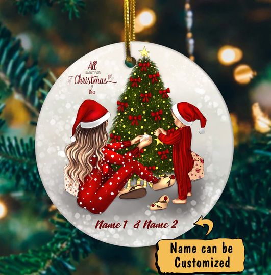 All I Want For Christmas Is You Ceramic Circle Custom Ornament