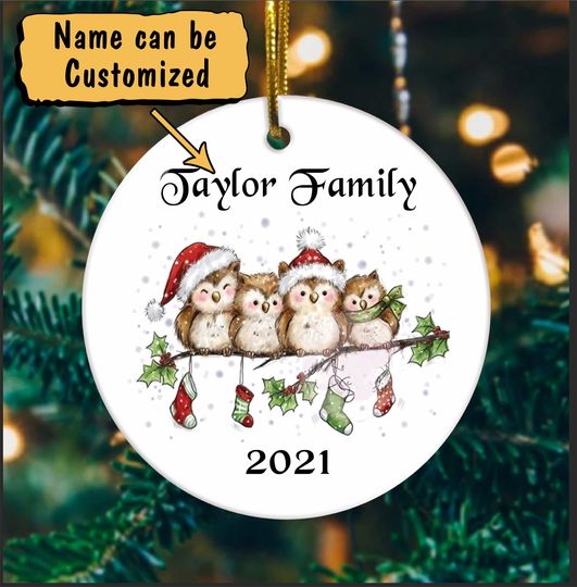 Christmas Personalized Family Member Ceramic Circle Custom Ornament