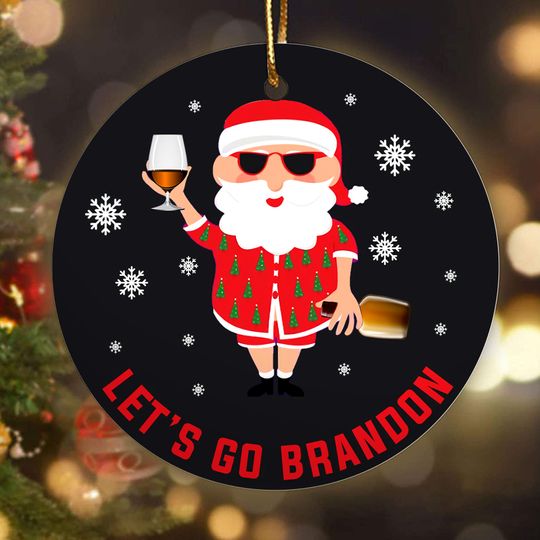 Let's Go Brandon 2021 Christmas Ceramic Circle Ornament