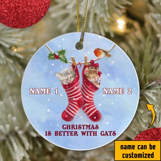 Life Is Better With Cats Ceramic Circle Custom Ornament