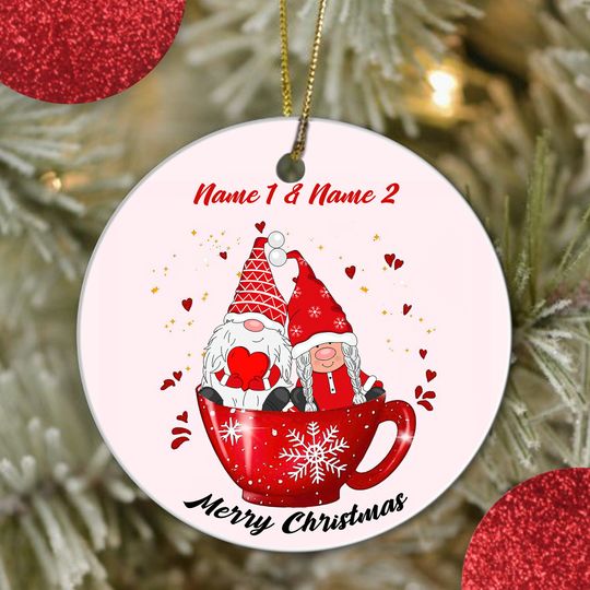 Merry Christmas Personalized Ceramic Circle Ornament