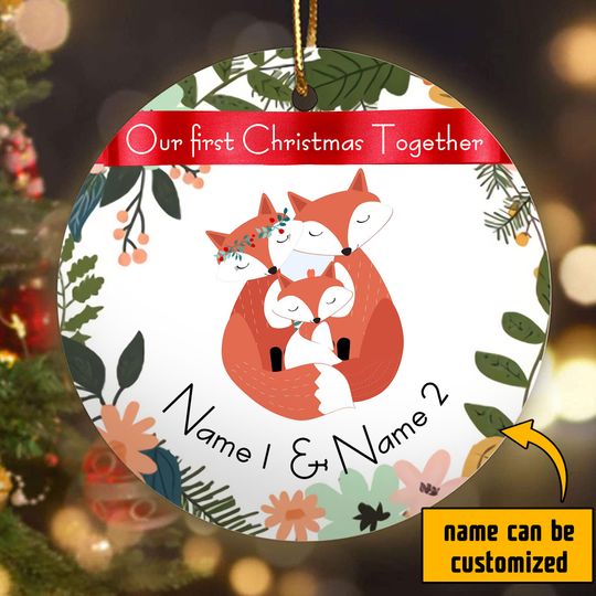 Our First Christmas Together Ceramic Circle Custom Ornament