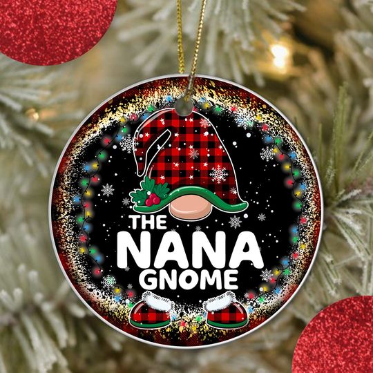 The Nana Gnomes Ceramic Circle Custom Ornament