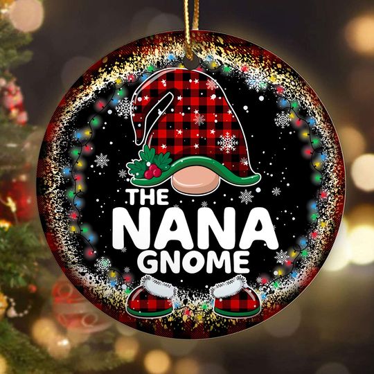 The Nana Gnomes Ceramic Circle Custom Ornament