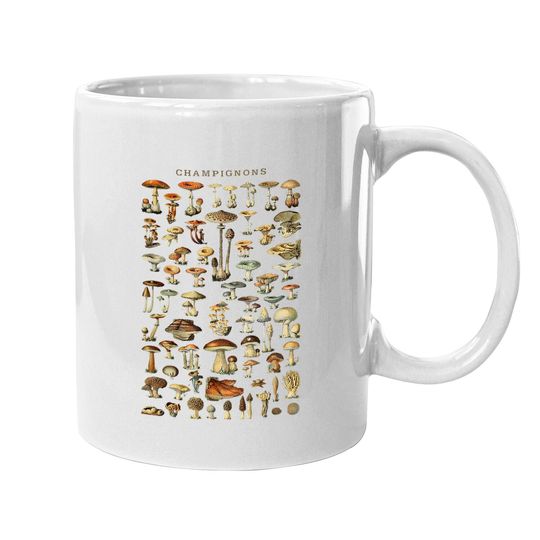 Mushroom Coffee Mug, Vintage Mushroom Illustration, Morel Hunter Coffee Mug