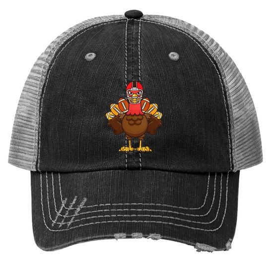Cool Thanksgiving Football Gobble Player Turkey Gift Trucker Hat