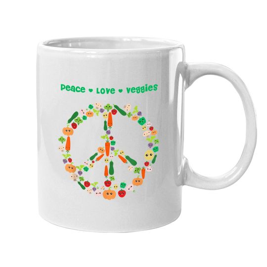 Kawaii Vegetables Peace Sign Funny Coffee Mug