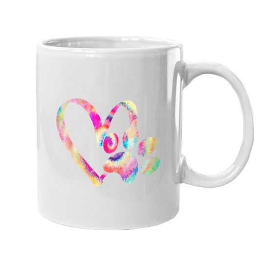 Tie Dye Love Dog Paw Print Animal Paw Dog Lover Coffee Mug