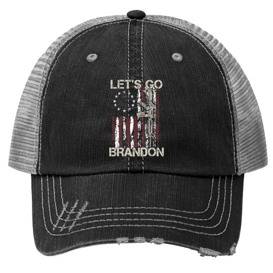 Gun American Flag Patriots Let's Go Brandon Trucker Hat