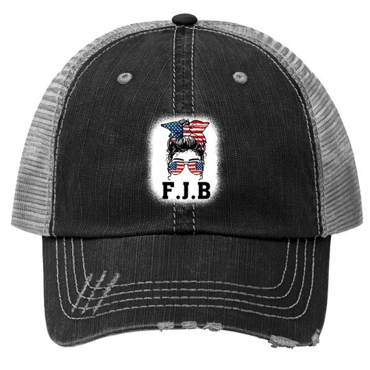 Pro America Fjb American Flag Messy Bun Premium Trucker Hat