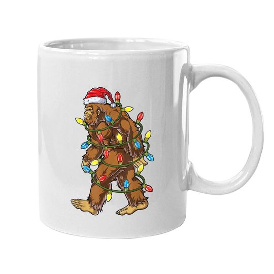 Bigfoot Santa Christmas Tree Lights Xmas Coffee Mug
