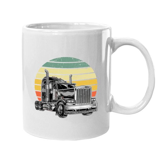 Retro Vintage Trucker Big Rig Semi Trailer Truck Driver Coffee Mug