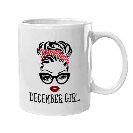 December Girl Woman Face Wink Eyes Lady Face Birthday Gift Coffee Mug