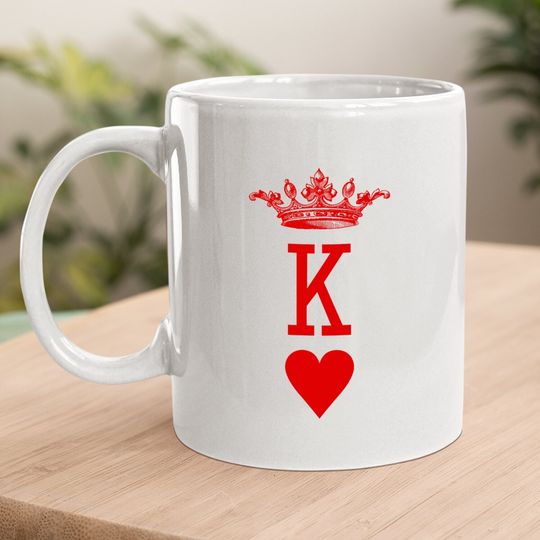 King Of Hearts Vintage Crown Engraving Card Coffee Mug