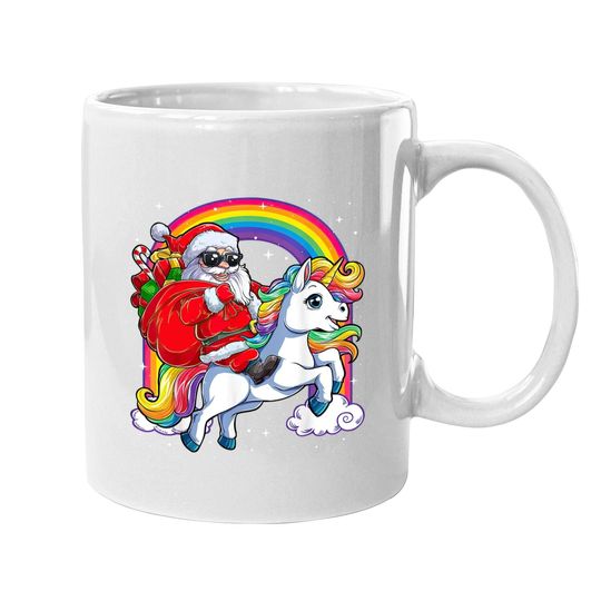 Christmas Santa Riding Unicorn Xmas Coffee Mug