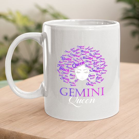 Black Afro Hair Gemini Queen Birthday Coffee Mug