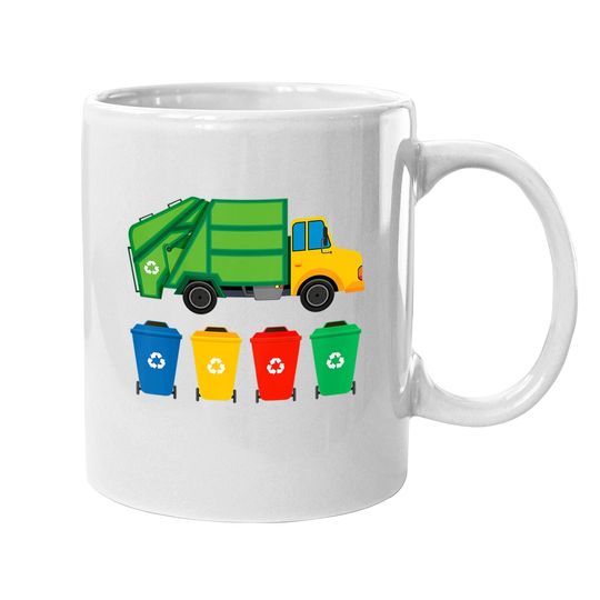 Garbage Truck Recycling Bins Earth Day Children Toddler Coffee Mug