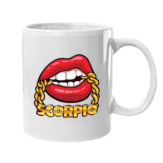 Juicy Lips Gold Chain Scorpio Zodiac Sign Coffee Mug