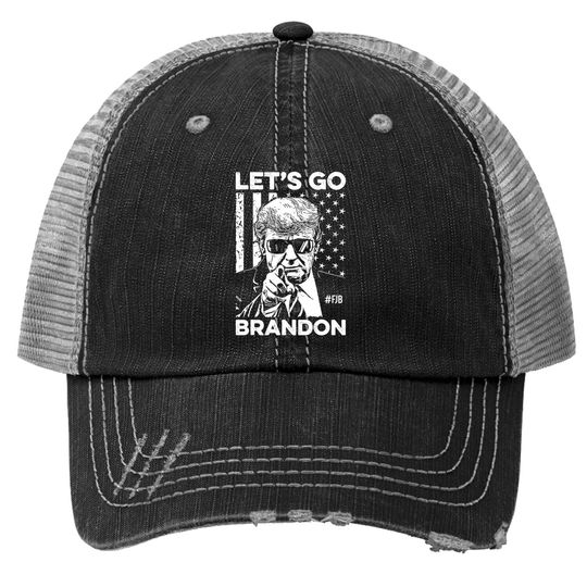 Let's Go Brandon Trucker Hat Lets Go Brandon, Fjb Trucker Hat Hashtag Fjb Pro America Us Distressed Flag Trucker Hat