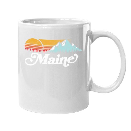 Retro Vibe Maine Vintage Mountains & Sun Coffee Mug