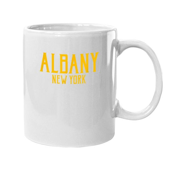 Albany New York Vintage Text Amber Coffee Mug