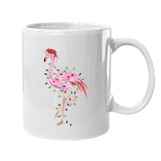 Flamingo Christmas Tree Lights Santa Pajamas Family Xmas Coffee Mug