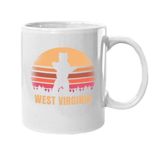 West Virginia Vintage Bear Distressed Retro 80s Sunset Coffee Mug