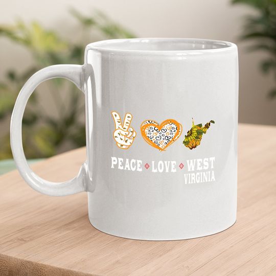 Peace Love West Virginia State Sunflower Coffee Mug