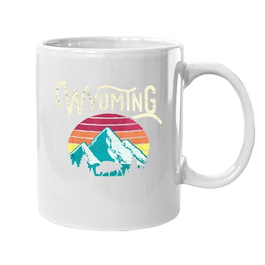Retro Wyoming Mountains State Wildlife Coffee Mug