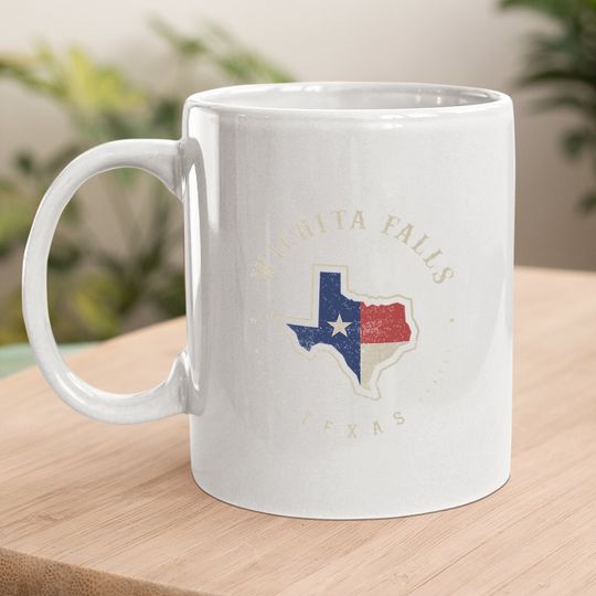 Vintage Wichita Falls Texas State Flag Map Coffee Mug