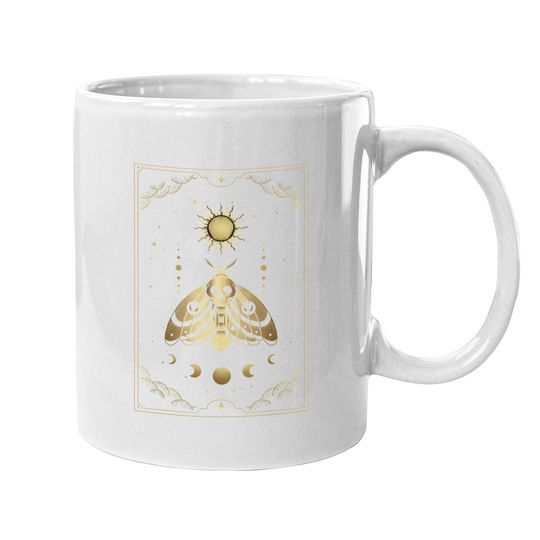 Death Moth And Ornament Of Moon And Sun Phases Tarot Card Coffee Mug