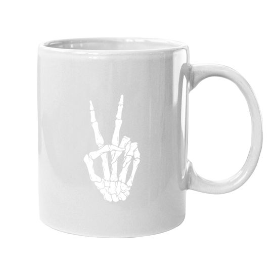 Peace Sign Skeleton Hand Coffee Mug