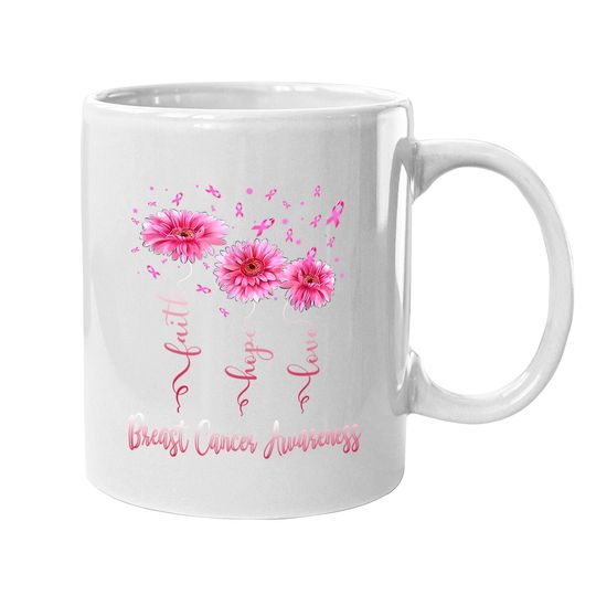 Faith Hope Love Pink Daisy Flower Breast Cancer Awareness Coffee Mug
