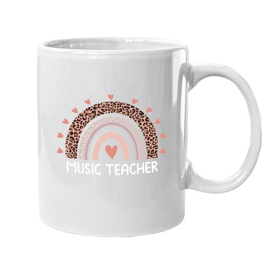Leopard Rainbow Music Teacher Back To School Coffee Mug