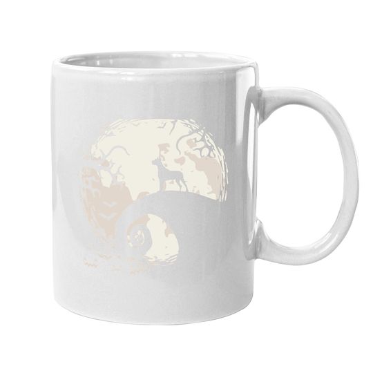 Great Dane Dog And Moon Howl In Forest Dog Halloween Party Coffee Mug