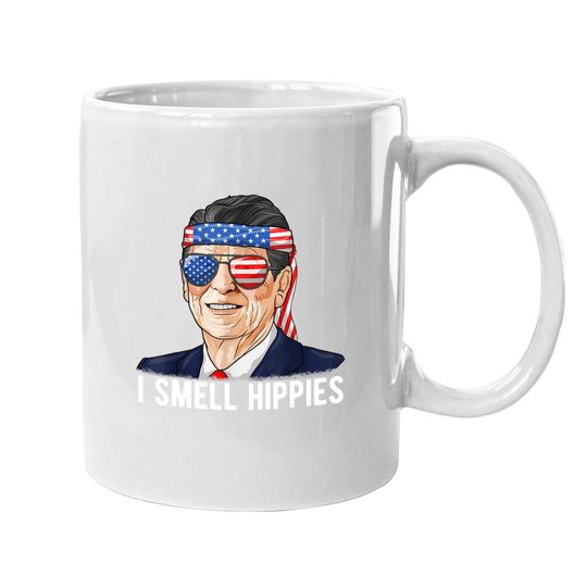 Reagan Ronald Coffee Mug Conservative President I Smell Hippies Coffee Mug