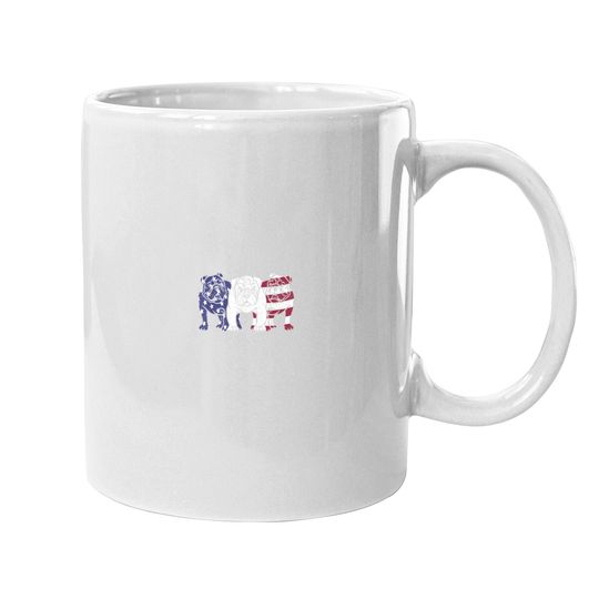Unique English Bulldog Dog American Flag Coffee Mug