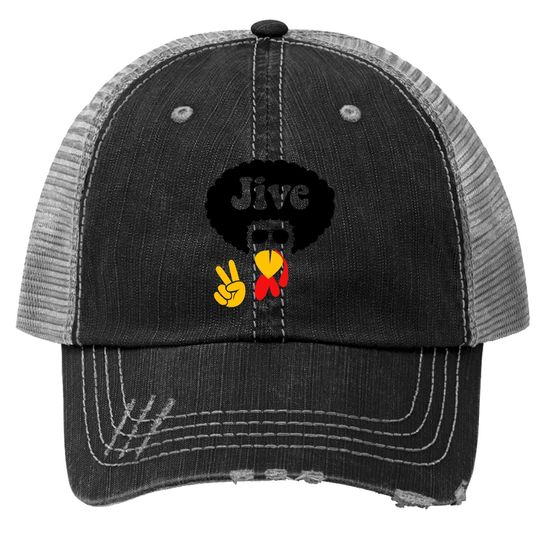 Peace Sign Jive Turkey Face Thanksgiving Trucker Hat