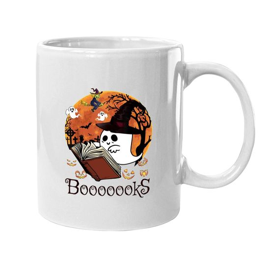 Booooks! Ghost Reading Books Halloween Coffee Mug
