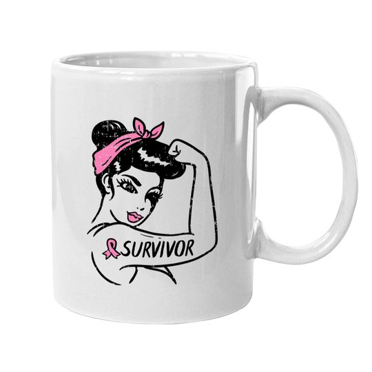 Breast Cancer Survivor Rosie Riveter Pink Awareness Coffee Mug
